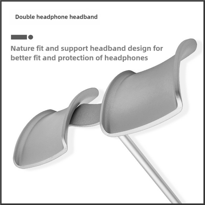 Silver Dual Headphone Stand - Creative Double Hook Aluminum Alloy Display Holder