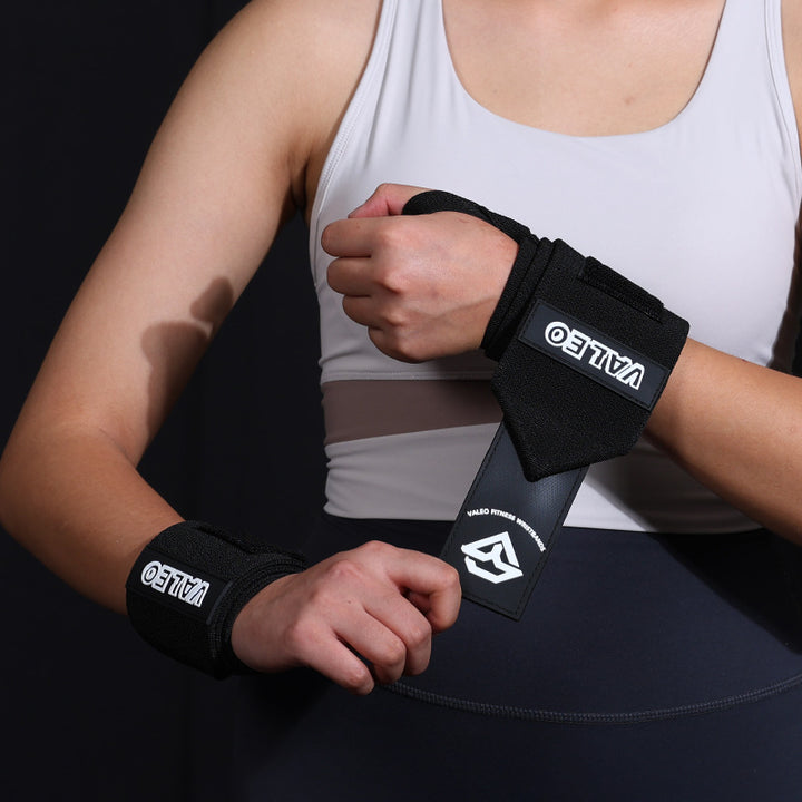 1 Pair Black Heavy-Duty Gym Wrist Wraps for Weightlifting, Powerlifting, and Injury Prevention