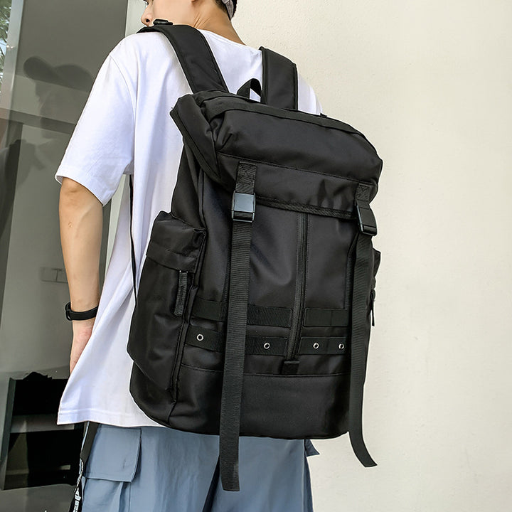 Black Trendy Street Style Backpack - Large Capacity for Hiking, Students & Everyday Use