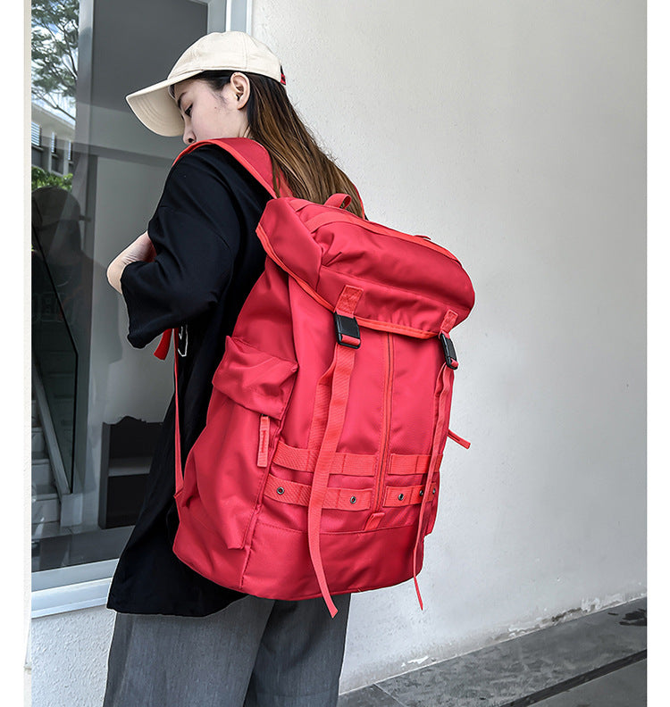 Red Trendy Street Style Backpack - Large Capacity for Hiking, Students & Everyday Use