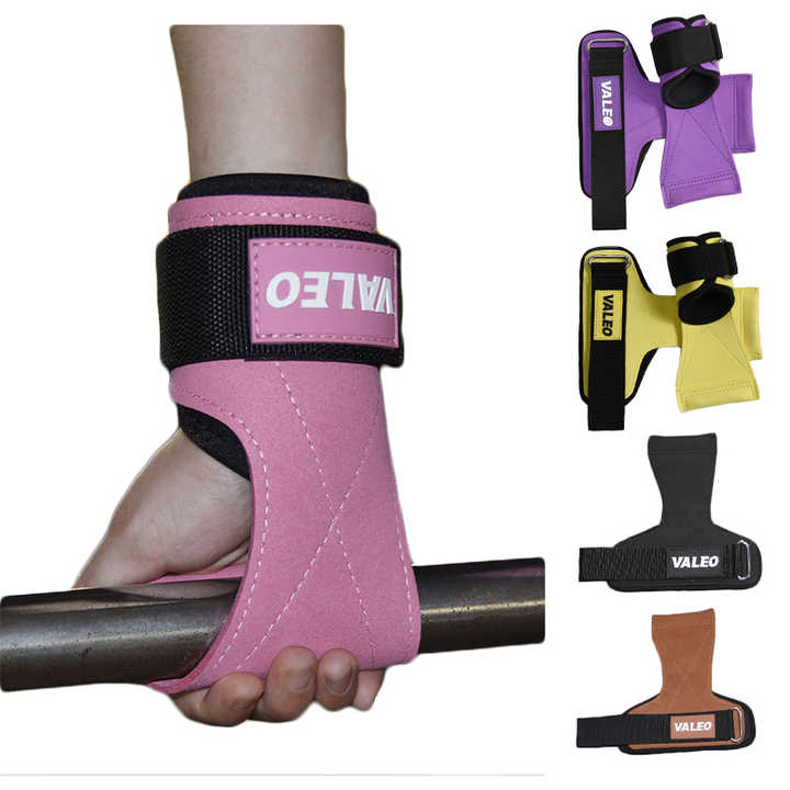 1 Pair Purple Durable Gym Palm Guard with Ultra-fiber Leather for Heavy Lifting - Wrist Support Straps for Pull-ups and Deadlifts