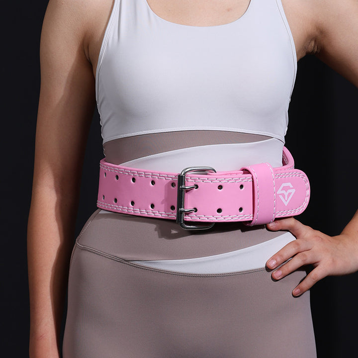 Size M Pink Professional Weightlifting Belt with Sponge Padding for Deep Squat and Deadlift - Men and Women Fitness Support