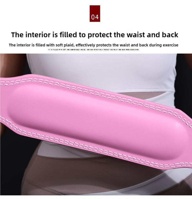 Size M Pink Professional Weightlifting Belt with Sponge Padding for Deep Squat and Deadlift - Men and Women Fitness Support