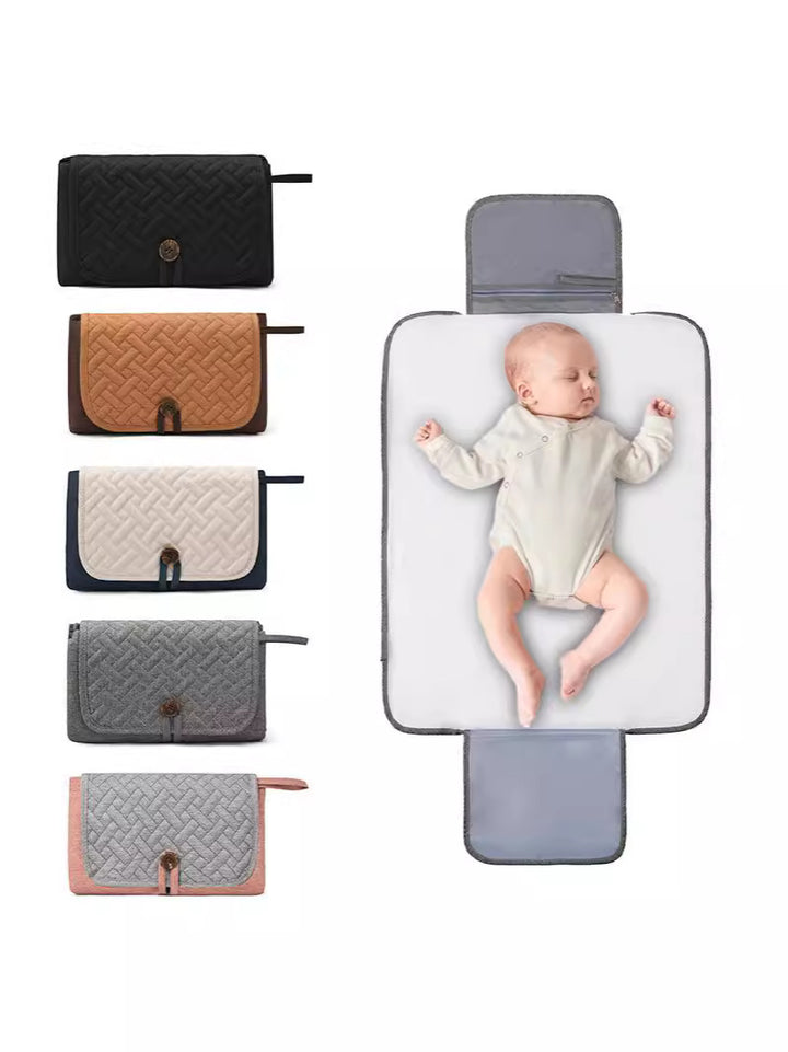 Grey Portable Baby Changing Mat - Waterproof, Foldable, Compact Diaper Pad for Travel & Everyday Use