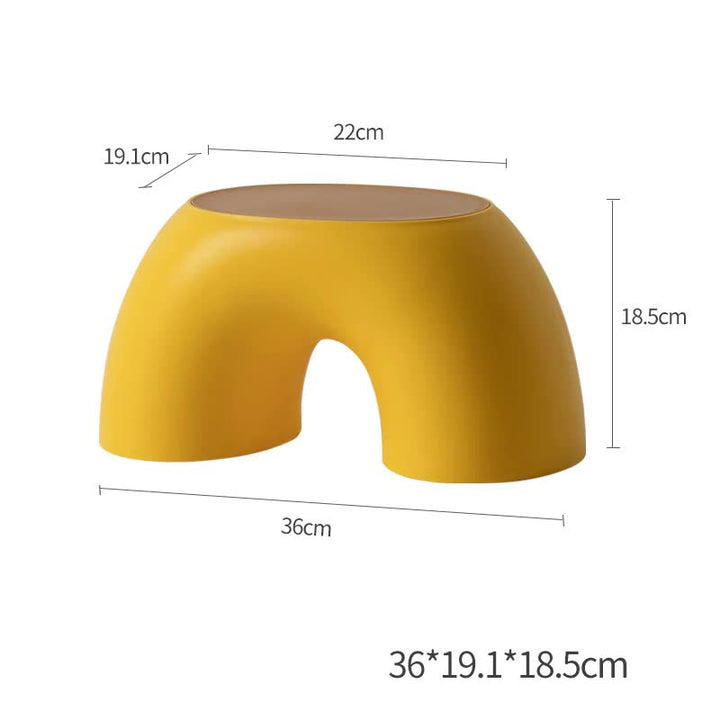 Yellow Minimalist Round Shape Footstool - Durable Anti-slip Rainbow Stool for Home, Creative Design PP+Polypropylene Material, Comfortable Shoe Bench