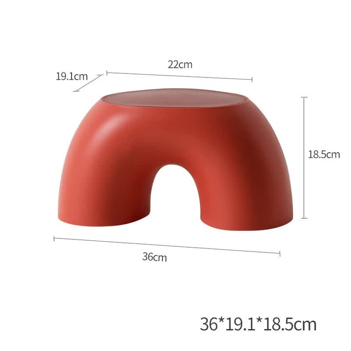 Red Minimalist Round Shape Footstool - Durable Anti-slip Rainbow Stool for Home, Creative Design PP+Polypropylene Material, Comfortable Shoe Bench