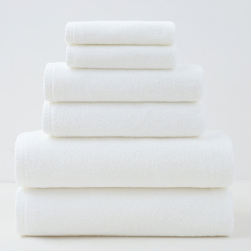 White Premium Cotton Towel Set - 6 Pieces, Soft & Absorbent Bath Towels for Adults