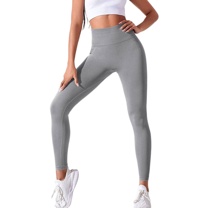 Black Size S High-Waisted Butt-Lifting Seamless Yoga Leggings for Women - Knitted Fitness Pants