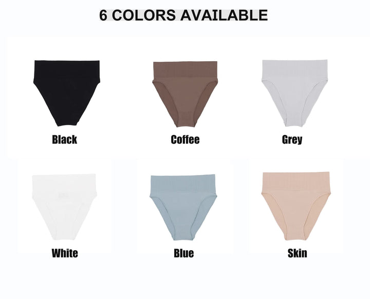 (Black+White+Skin)3 Pcs Size S Microfiber High-Waisted Thong Underwear with Tummy Control - Slimming Comfort