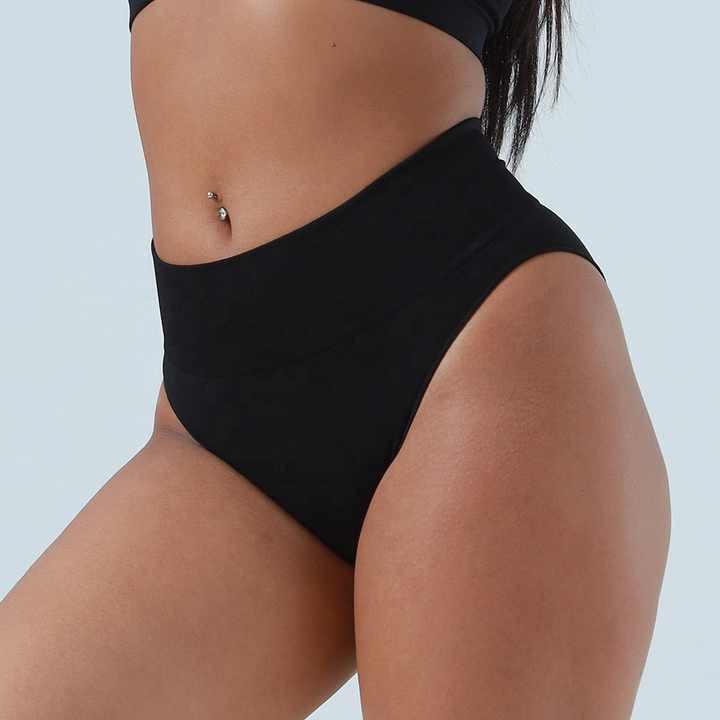 (Black+White+Skin)3 Pcs Size S Microfiber High-Waisted Thong Underwear with Tummy Control - Slimming Comfort