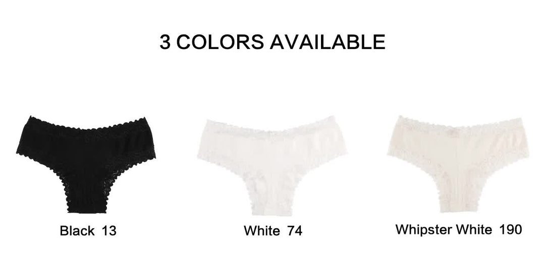 Size S Lace-Trimmed Cotton Panties – 3-Pack in Black, White, and Nude