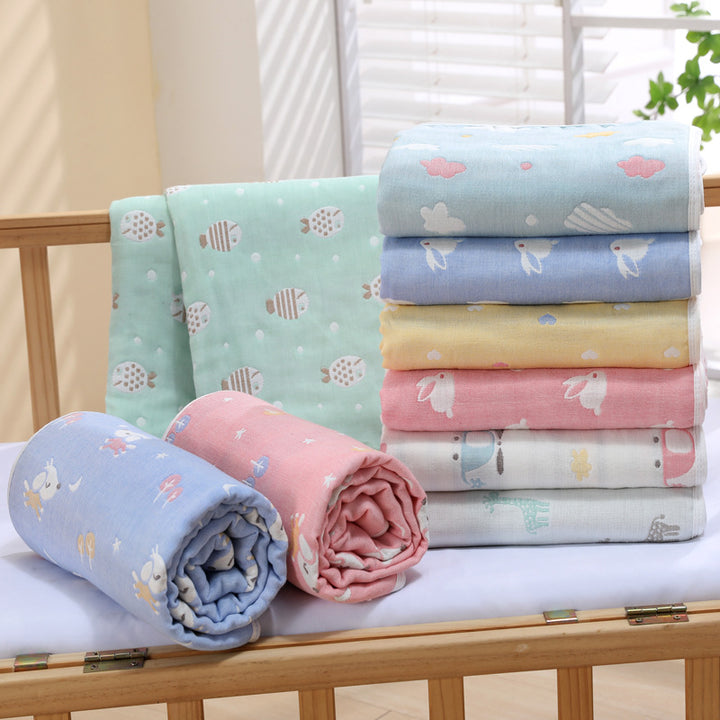 Pink Alpaca, 6-Layer Muslin Baby Blanket - Soft Cotton Bedding for Infants and Toddlers, 110x110cm