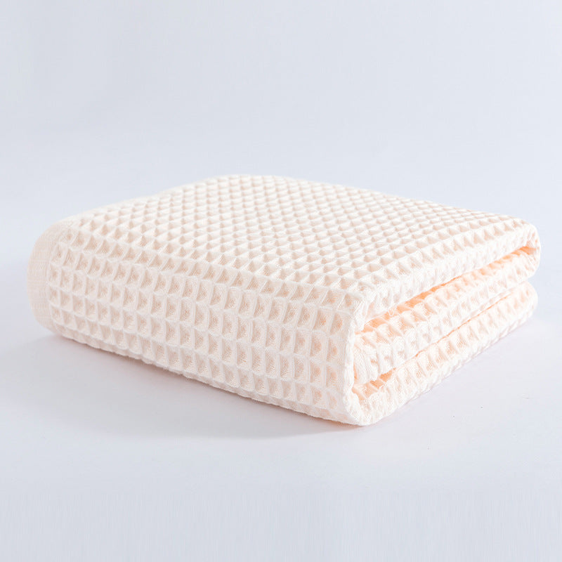 Light Pink Pure Cotton Waffle Weave Bath Towel - Soft, Absorbent & Extra Large 70x140 cm for Home Use