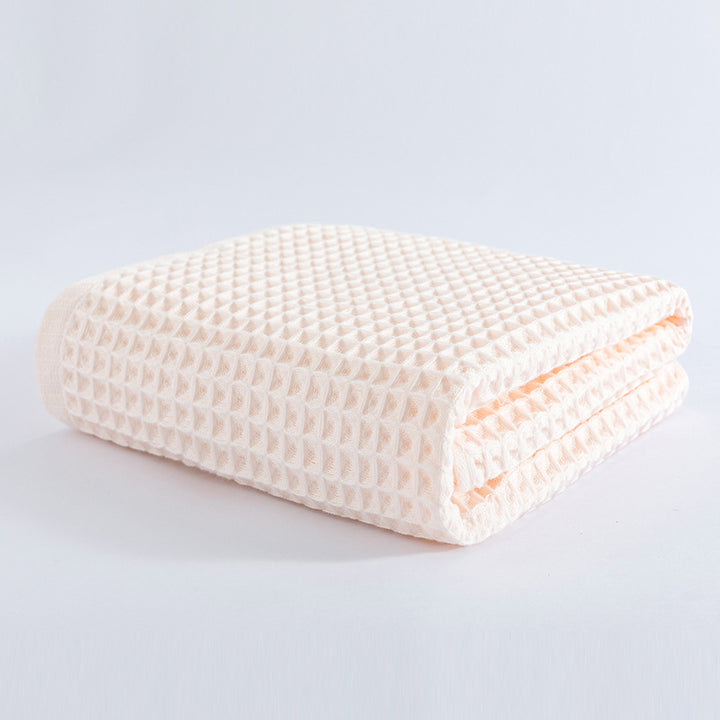 Light Pink Pure Cotton Waffle Weave Bath Towel - Soft, Absorbent & Extra Large 70x140 cm for Home Use