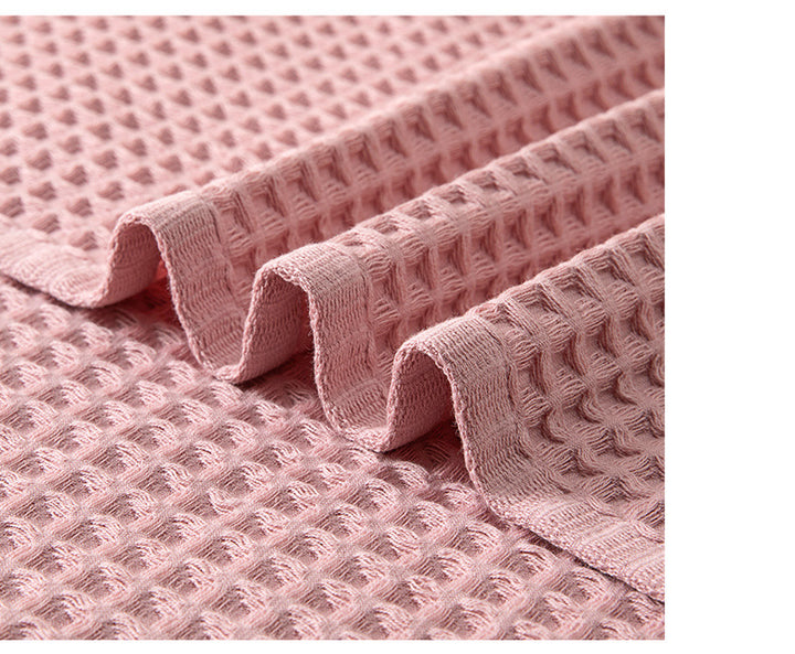 Light Pink Pure Cotton Waffle Weave Bath Towel - Soft, Absorbent & Extra Large 70x140 cm for Home Use