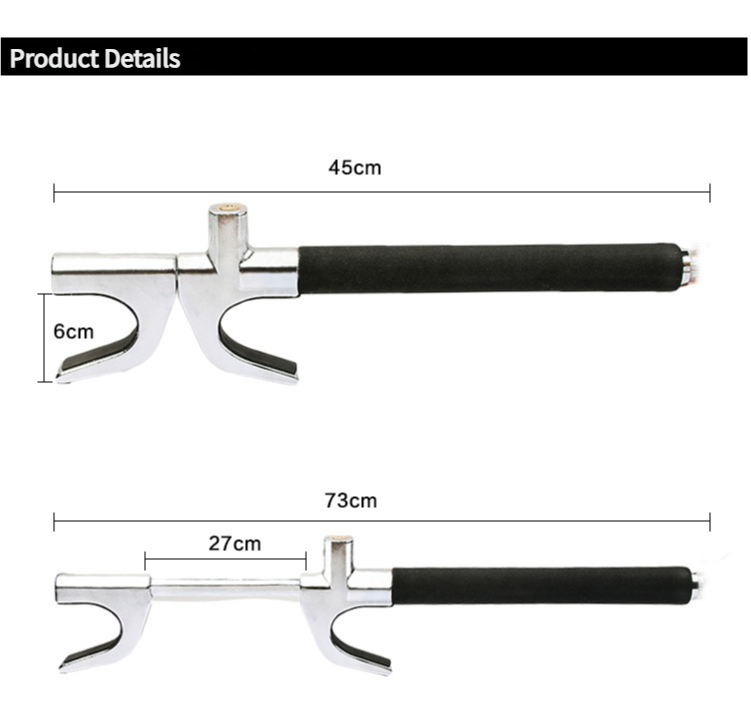 Red Multifunctional Car Steering Wheel Lock - Adjustable and Telescopic Anti-theft & Window Breaker Safety Tool