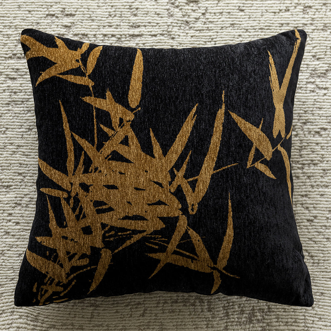 Black Background With Yellow Bamboo 45x45cm Decorative Zebra-Pattern Pillow Cover with Non-Woven Insert