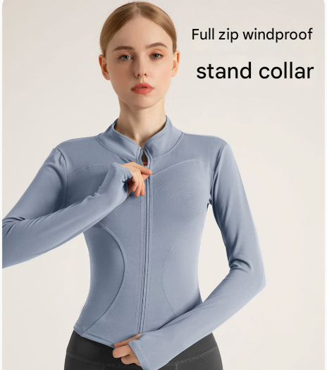 XL Grey High-Stretch Slim Fit Yoga Jacket - Full Zip Workout Sports Jacket for Women