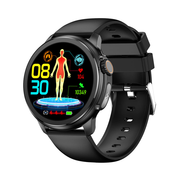 Black Round 1.3" Touch Screen Smartwatch with Heart Rate & Fitness Tracking