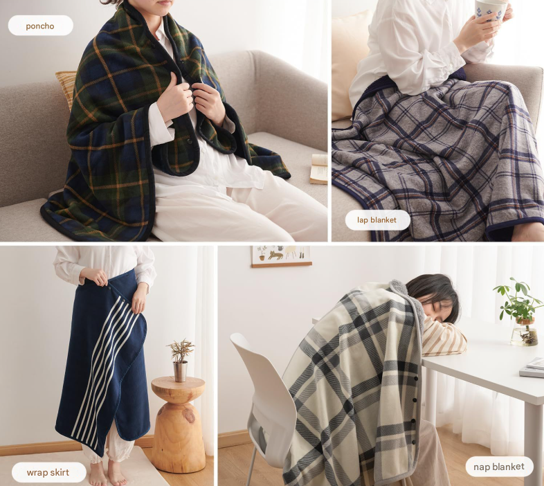 Blue Rasa 100x140cm Wearable Fleece Blanket - Soft, Warm & Anti-Pilling, Stylish Plaid Design