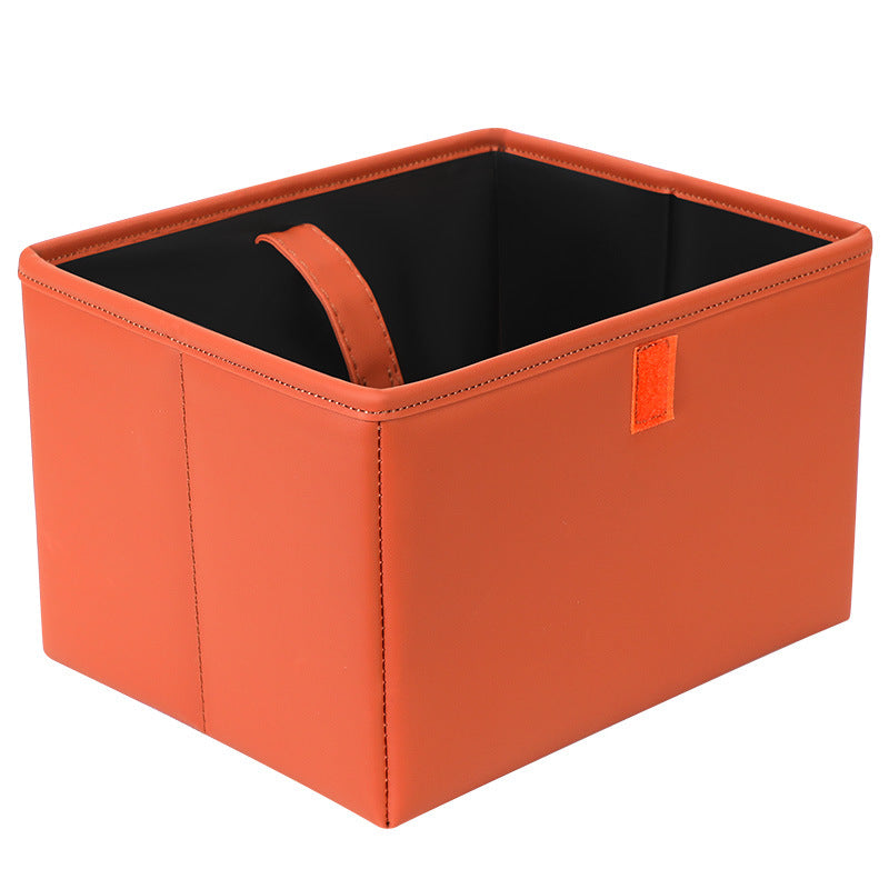 Orange Foldable Car Trash Bin and Storage Box - 23x17x15cm, Space-Saving, Convenient Design