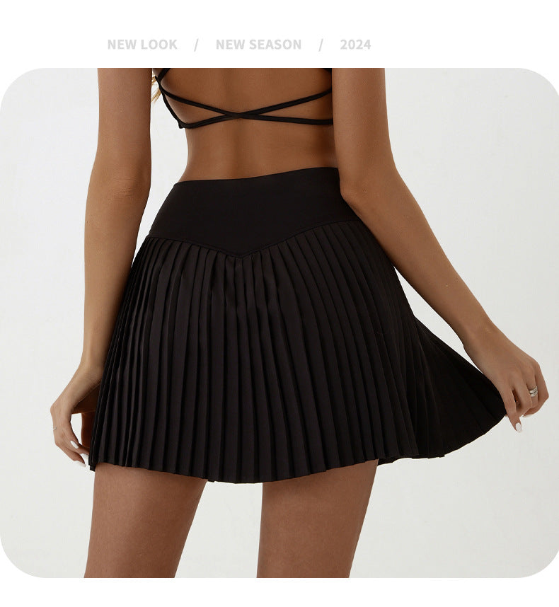 High waist black pleated skirt | built-in shorts to prevent exposure - suitable for yoga, badminton and golf  Size L