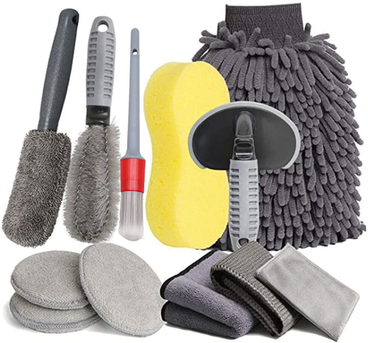 12-Piece Car Cleaning and Detailing Kit - Comprehensive Auto Wash Set with Brushes, Towels, and More