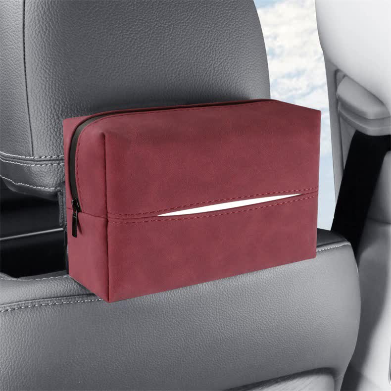 2 pcs Red Stylish Car Tissue Box for Seat Back - Car Interior Tissue Pack for Seat Back, Armrest Box, Sun Visor 18.5x12.5x7cm