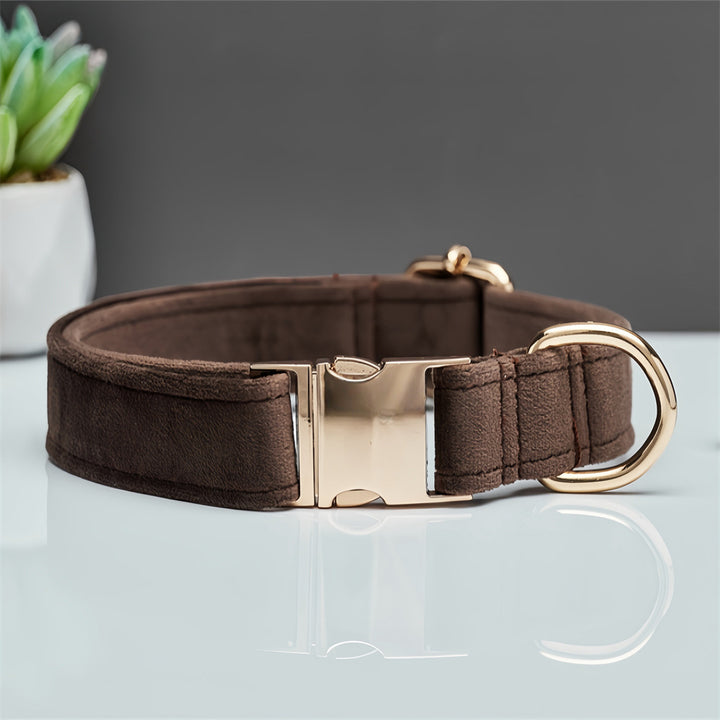 Dark Brown Durable Dog Collar with Metal Buckle - Adjustable Nylon Pet Collar for Small to Large Dogs Size S