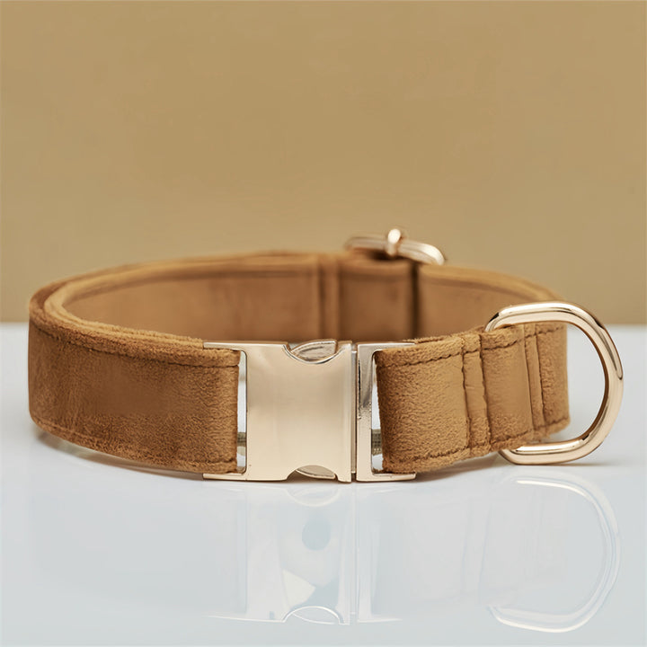 Light Brown Durable Dog Collar with Metal Buckle - Adjustable Nylon Pet Collar for Small to Large Dogs Size XS