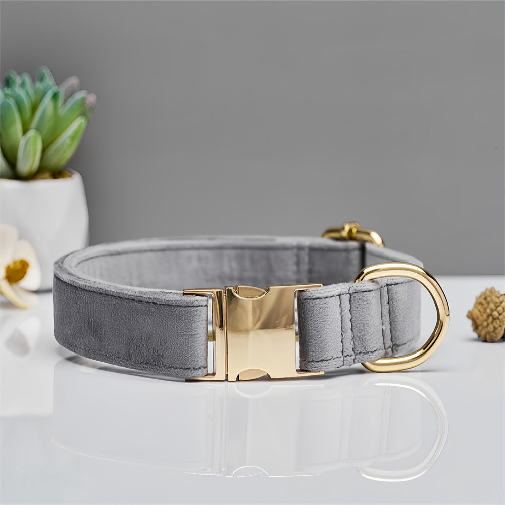 Grey Durable Dog Collar with Metal Buckle - Adjustable Nylon Pet Collar for Small to Large Dogs Size XS