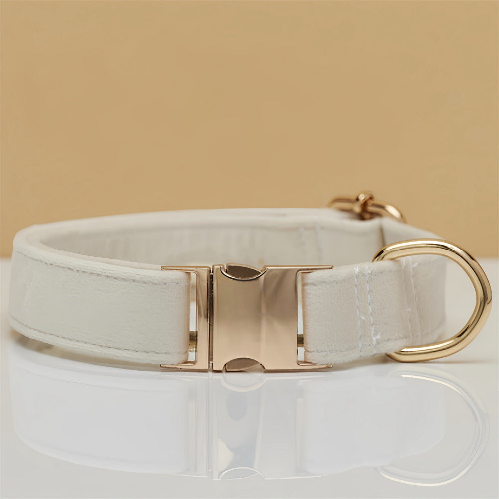 Beige Durable Dog Collar with Metal Buckle - Adjustable Nylon Pet Collar for Small to Large Dogs Size XS