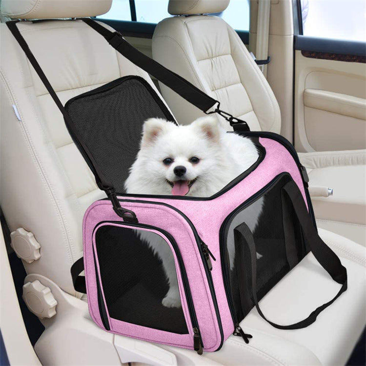 Pink Portable Pet Travel Carrier Bag - Foldable, Durable, and Comfortable for Small Dogs & Cats 45cmx30cmx30cm