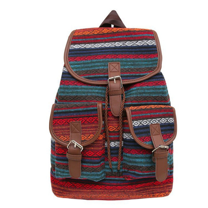 Red Stripes Boho Pattern Backpack - Stylish Casual Backpack for Everyday