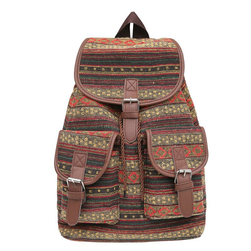 Ginger Stripes Boho Pattern Backpack - Stylish Casual Backpack for Everyday