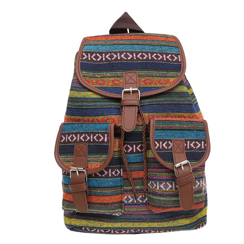 Yellow Stripes Boho Pattern Backpack - Stylish Casual Backpack for Everyday