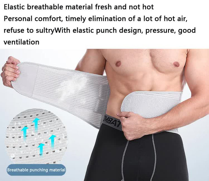 Size L Grey Breathable Waist Support Belt - Adjustable Back Brace for Men and Women, Ideal for Weightlifting, Squats & Back Pain Relief