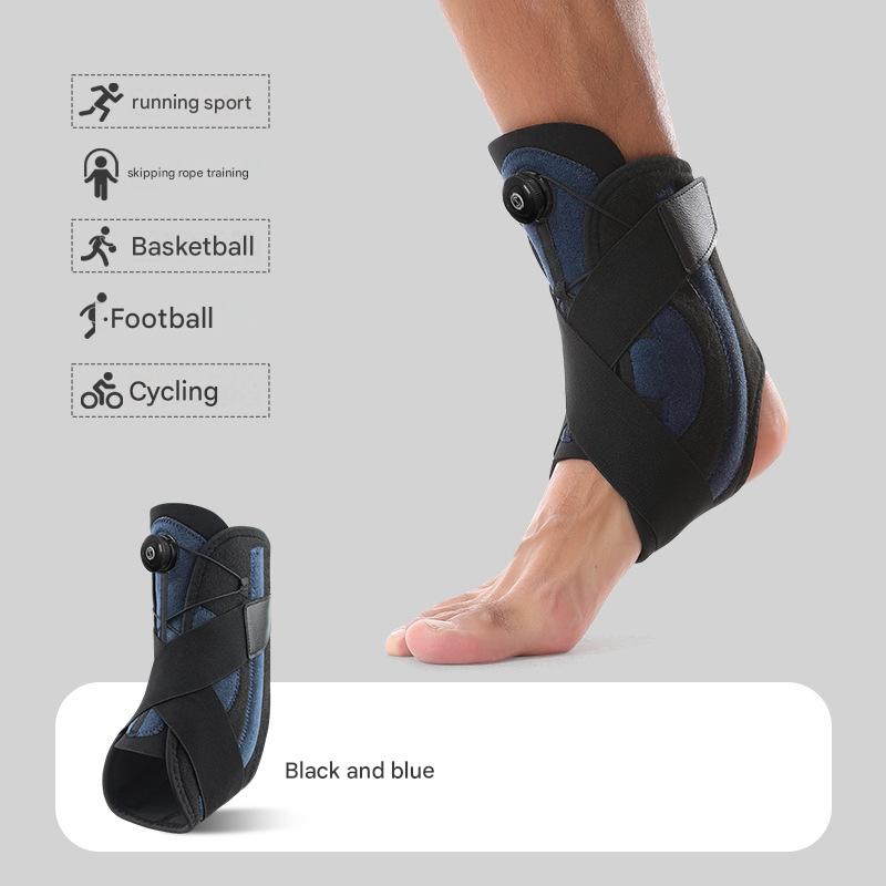 1 Pair Black And Blue Adjustable Ankle Brace - Compression Support for Running, Sports, and Ankle Recovery