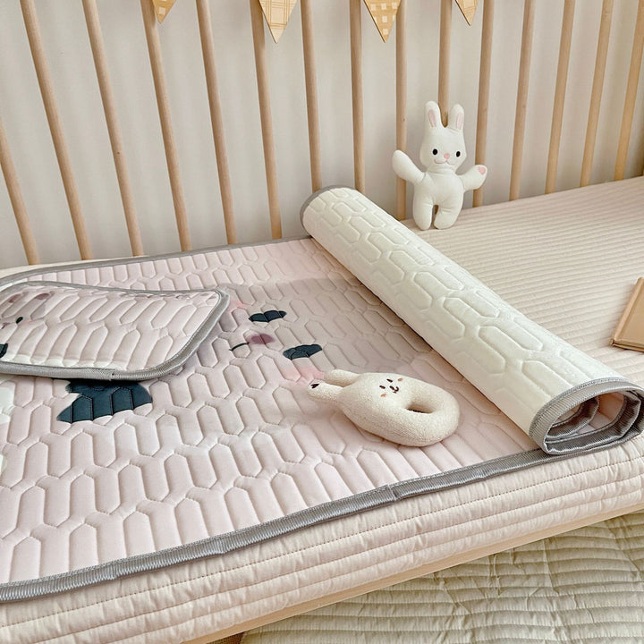 Cheese Pattern 2 Piece Set Kids Cooling Pad Set - 60x120cm Cartoon Latex Mattress Protector,  Pillow