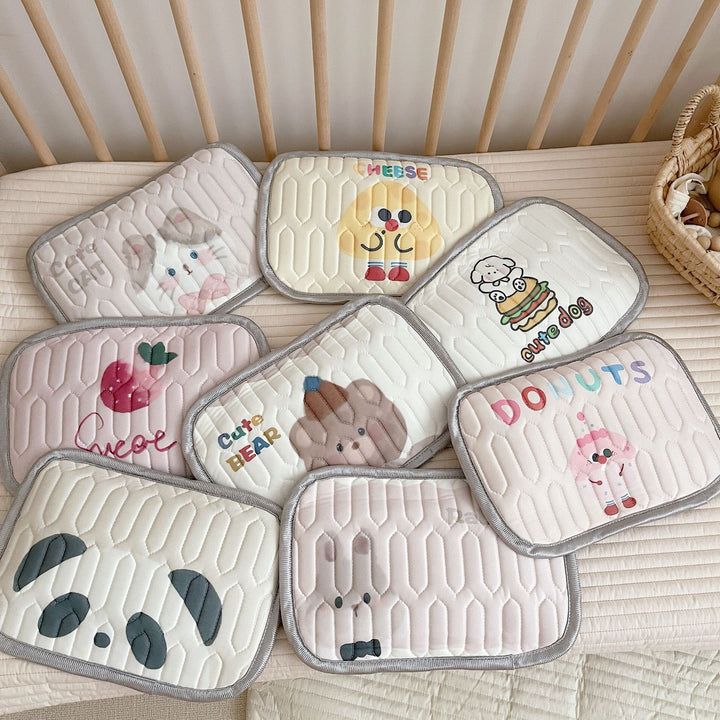 Cute Bear Pattern 2 Piece Set Kids Cooling Pad Set - 60x120cm Cartoon Latex Mattress Protector,  Pillow