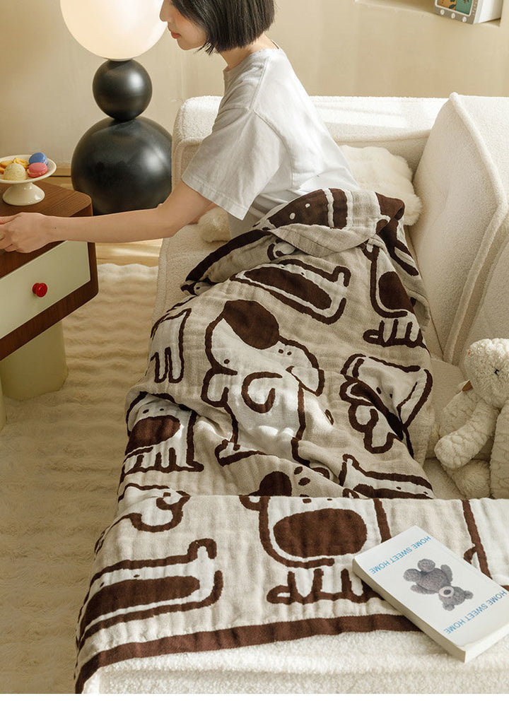 Brown Bear Pattern Soft and Absorbent 4-Layer Cotton Bath Towel for Adults and Children | Cartoon Design | 80*160 cm | Perfect for Bathing and Lounging