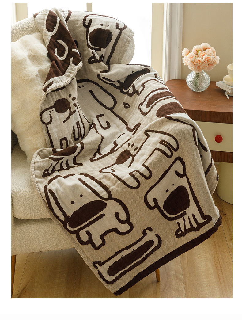 Brown Dogs Pattern Soft and Absorbent 4-Layer Cotton Bath Towel for Adults and Children | Cartoon Design | 80*160 cm | Perfect for Bathing and Lounging