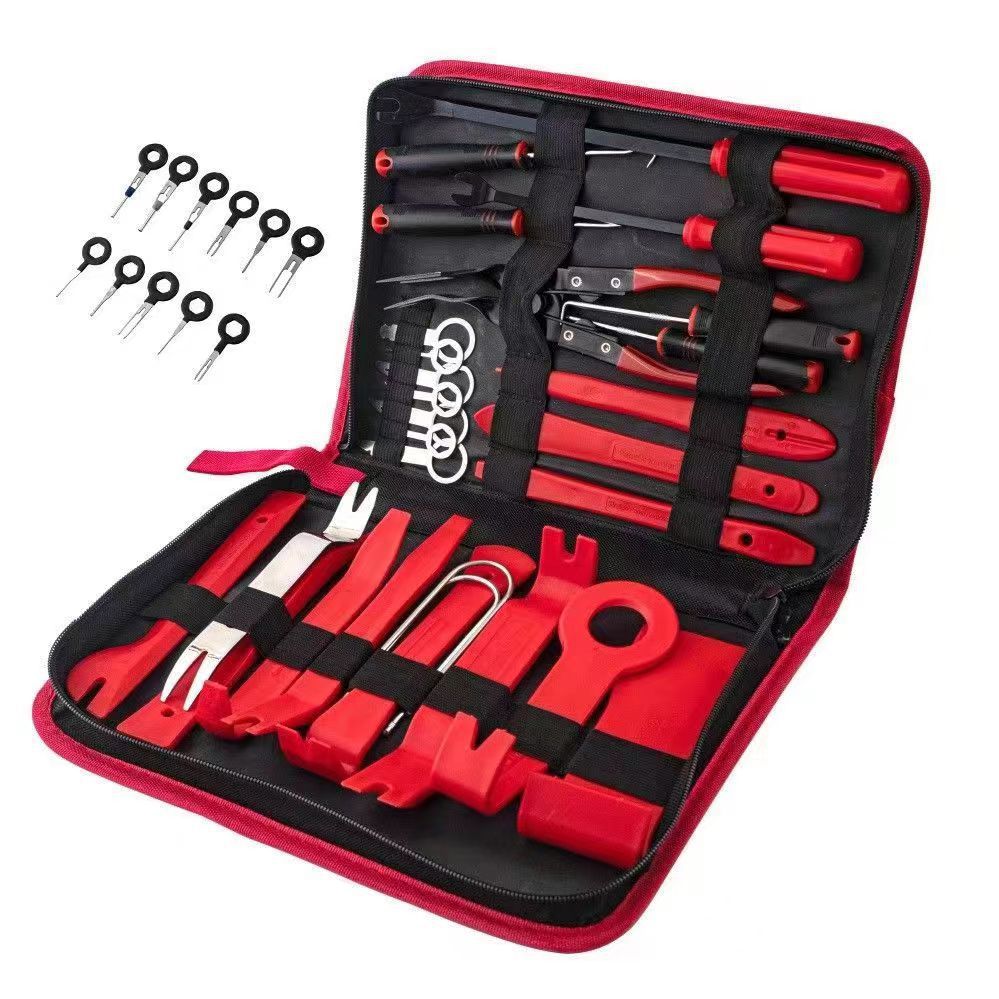 Red 38PCS Car Interior Trim Removal Tool Kit - Durable PP Material for Car Audio, Dashboard, Door Panel, and Modification