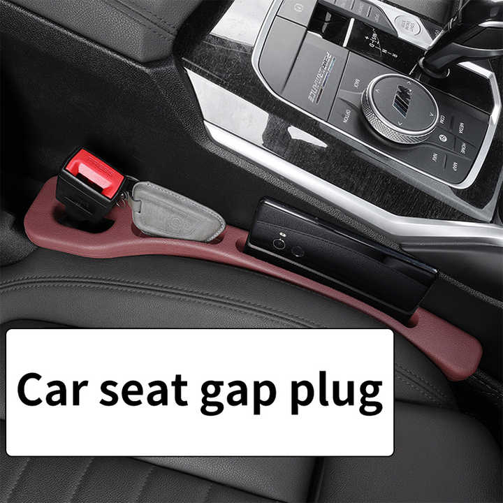 Black Car Seat Gap Filler – 2 Pieces Car Interior Storage Organizer for Front Seat Seam