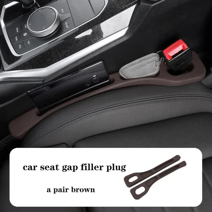 Brown Car Seat Gap Filler - 2 Pieces Car Interior Storage Organizer for Front Seat Seam