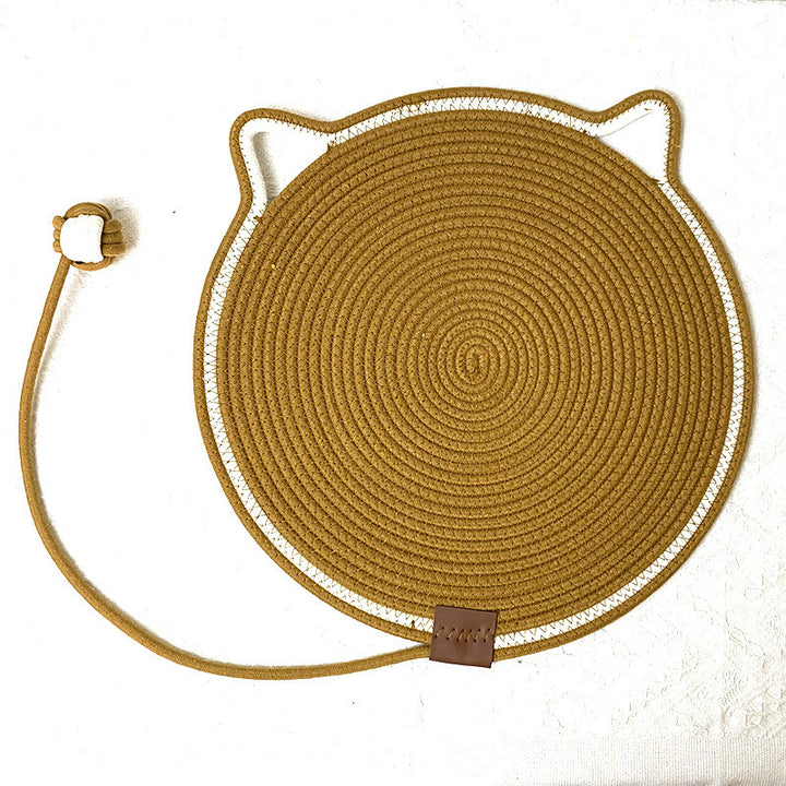 3 Pcs Brown Durable Cat Scratching Mat with Attached Toy Ball - Washable and Multi-Functional, Ideal for Cats' Scratching and Sleeping - 50cm Diameter