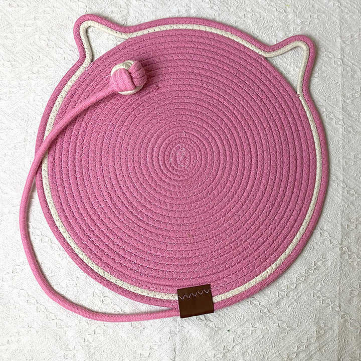 3 Pcs Pink Durable Cat Scratching Mat with Attached Toy Ball - Washable and Multi-Functional, Ideal for Cats' Scratching and Sleeping - 50cm Diameter