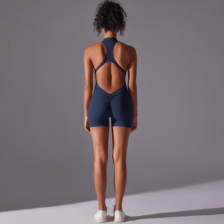 Size L Dark Blue High-Impact Seamless Bodysuit - Nude Feel Yoga & Fitness Romper