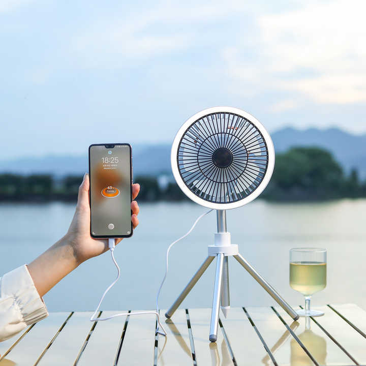 Gery Portable Outdoor Tripod Fan - USB Rechargeable Camping Fan with Remote Control, Folding & Adjustable for Outdoor Activities and Travel