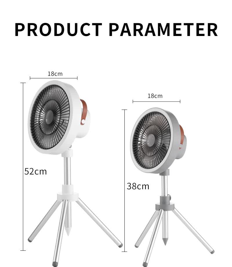 Gery Portable Outdoor Tripod Fan - USB Rechargeable Camping Fan with Remote Control, Folding & Adjustable for Outdoor Activities and Travel